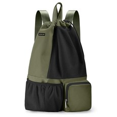 BAVELOE 젖은 주머니가 있는 수영 가방 해변 수영 스노클링 수영장 헬스장용 메시 드로스트링 백팩 여성 및 남성용 블랙. M 178766