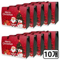 크리스마스 손잡이 포장상자, 10개, 레드