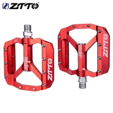 ZTTO 초경량 알루미늄 합금 플랫 자전거 페달 12mm 액슬 다운힐 디자인 베어링 듀 시스템 산악 로드 바이크, 04 JT01 Red