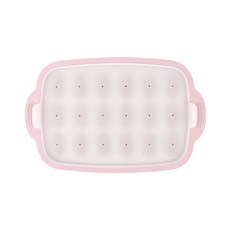 嬰兒輔食盒 軟矽膠帶蓋 多格冷凍儲存冰塊模具 耐高溫, 粉色, 1個