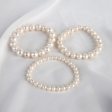 천연 담수여성진주팔찌 6mm 9mm 11mm 선택1 프리사이즈 밴딩팔찌