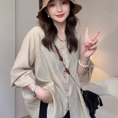 Seofs여성 여름 긴팔 자외선차단 텐셀 셔츠 루즈핏 가벼운 아우터 고급 블라우스