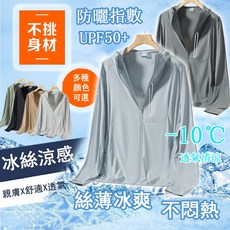 台灣出貨 大呎碼冰絲防曬外套 涼感抗UV釣魚外套 UPF50, 灰綠,6XL（建議體重102-110公斤）
