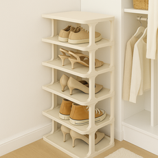 하스몰 고급형 멀티 슬림 신발장 신발 정리대, 화이트, 6단