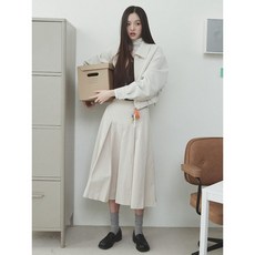 에잇세컨즈 코튼 롱 플리츠 스커트 베이지 115327BY2A