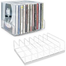 필빈든 2개 투명 릴 CD 홀더 DVDCD 랙 보관함 및 비닐 레코드 미디어 선반 보관 정리를 4개의 표준 케이스 가능