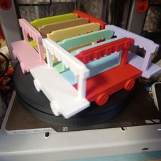 3D打印食玩展示臺 DIY展示櫃 展示架 展示盒, 1個, 紫色,小攤車3個