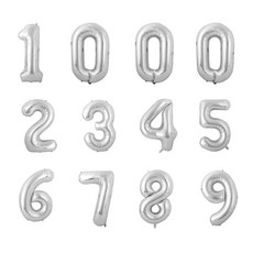 숫자풍선 16인치, 12p, 실버