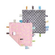 해외 CREVENT Tag Security 아기용 담요 남아용 부드럽고 작은 러비 아기 이불 감각 생일 베이비 샤워를 위한 훌륭한 선물 25.4 x 25.4cm10 10인치 8, Pink Star + Grey.
