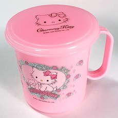 캐릭터 밀폐뚜껑컵 2종/ 분홍 파랑 8.5cm 항균 어린이용 휴대용 위생안전컵 소풍 현장학습 도시락, 1개