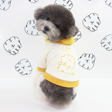 빱쓸 배색 후드 티셔츠 강아지후드 반려견옷 사계절강아지옷 (Yellow), 1개