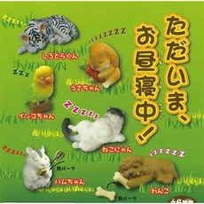 轉蛋 睡著的動物們 模型公仔組 含蛋殼蛋紙, 1.倉鼠(附瓜子)