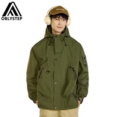 OBLYSTEP 男款防潑水衝鋒外套 戶外登山防風夾克 大口袋設計 透氣舒適