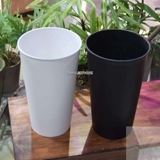 10L 불투명 꽃통 24x33cm 플라스틱 꽂이통 휴지통 대형 블랙 화이트