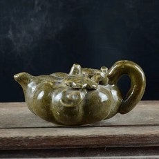 仿古瓷器 手工雕刻茶葉末 南瓜水滴 壺, 如圖所示