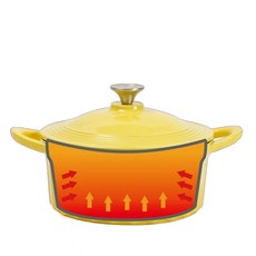 법랑냄비 양수 주물 옐로우 레드 양수냄비 찌개 가정용 노란색 답례품 작은 주철, B. 22cm 연한 노란색