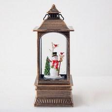 mcuru LED 사각 앤틱 스노우볼 뮤직박스 오르골, 눈사람