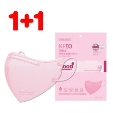 [굿매너] KF80 새부리형 컬러 마스크 중형, 핑크(1+1), 20개, 5매입
