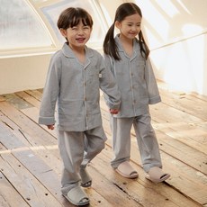 원더풀라이프 국산 순면 공용 아동 주니어 선염 긴팔 상하 잠옷 세트