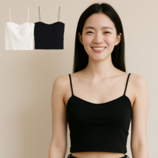 미라벨지오 심리스 브라캡나시 2P 일체형 노와이어 크롭 끈나시 스포츠브라 탱크탑 여자 캡나시