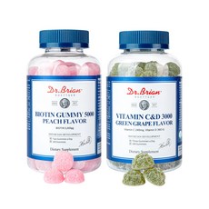 닥터브라이언 복숭아맛 비오틴 5000 mcg + 청포도맛 비타민C&D 구미 젤리, 2개