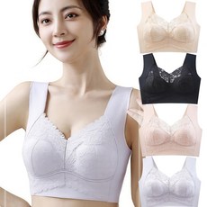 ROOICE여성속옷브라 노와이어 스포츠 심리스 레이스플라워 브래지어 빅사이즈 4종세트GRRU