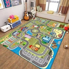 兒童地毯 城市交通遊戲地墊 附贈小汽車, 幼兒園, -80*120 空間小適合 送一輛小汽
