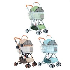 icat 寵喵樂 可分離式寵物推車 BNDC103-3 千鳥格 可拆卸 可折疊 好收納, 薄荷藍, 1個