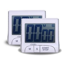 대형 LCD 디지털 타이머 알람 기능 주방 요리 공부 운동용, 2개, 화이트 시리즈
