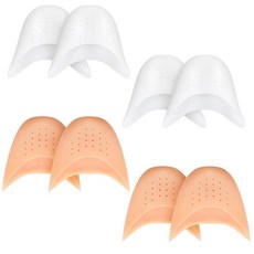 ZHLKHIOP 포인트 슈즈용 발가락 패드 발레 댄스용 발 쿠션 8개(피부 톤 4개 및 화이트 4개) 편안함과 지지력을 위한 실리콘 젤