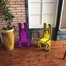 時尚兒童靠背椅 裝飾塗鴉藝術異型創意凳子, 紫色, 1個