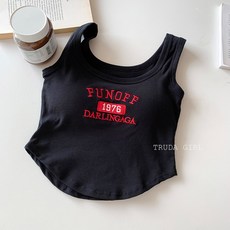 《杜達女孩》1976胸墊款刺繡字母背心 BRA背心 字母背心 無袖上衣 字母背心 罩杯式背心 含胸墊背心 背心 短版背心