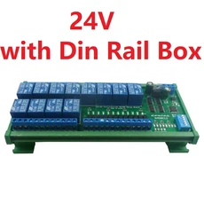 RS485 PLC PTZ 제어용 Modbus RTU 지원 12채널 디지털 IO RS485 24V 릴레이 모듈, 03 24V with Rail Box, 1개, 03 24V with Rail Box