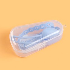 矽膠嬰兒牙膠防掉鏈 寶寶安撫奶嘴鏈 食品級硅膠 兒童奶嘴防掉帶, 藍色【PP收納盒】, 1個