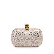 알렉산더 맥퀸 중고 2010-2026 크리스털 장식 새틴 스컬 클러치