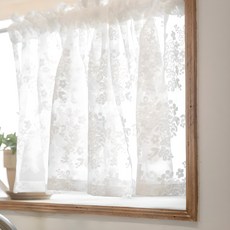 韓國 NUGUNA 刺繡蕾絲短窗簾, 白色