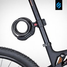 엘파마 3747 케이블 5자리 번호키 자전거열쇠 자전거 거치브라켓 포함 자물쇠 도난방지 잠금장치, 블랙, 1개