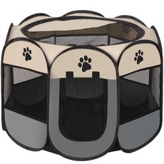 寵物八角帳篷 寵物遊戲圍欄 貓狗室內帳篷 便攜式寵物屋, 灰色, 1個