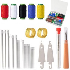 1세트=41개 의류재사용바늘세트 실 강철 바늘 세트 가정용 큰 바늘 구멍 재봉 도구 세트 가성비 36종 세트 가정용 실끼우개 셋트 사은품 랜덤 증정, 41개