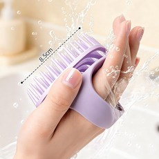 페이셜비 연모 두피 마사지 샴푸 브러시 / 비듬 제거 두피 클렌징 헤어 브러시, 1개, 보라색