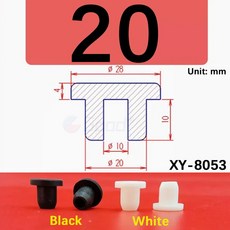 T형 삽입물 구멍이 등급 실리콘 플러그 6MM 블랭킹 엔드 수도관 고무 68 시험관, 19 20mm_02 2Pcs (White)