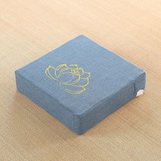 AIRASI 사각 쿠션 두꺼운 다다미 좌식 방석 메모리폼 큰 대형, 블루 자수_길이50 폭50 높이10 cm