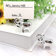 AMERRY 행운의 은빛 코끼리 테이블 카드 홀더 10개 - 파티 선물 결혼식 생일 저녁 식사 농가 모임 장식, AMERRY 행운의 은빛 코끼리 테이블 카드 홀더 10