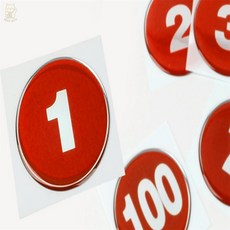 카멜밸리 1P 원형 62mm 에폭시 번호판 레드 1~50 테이블넘버, 25