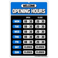 긱베어 영업시간 빈티지 안내판 스티커, 블루