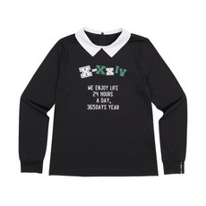 JDX 여성 로고포인트 배색제에리 변형카라 티셔츠 - X4TLU5482BK