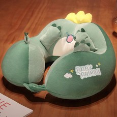 卡通動物毛絨U型枕 午睡辦公室靠枕頭枕旅行便攜趴枕, 可愛龍【30*30cm】
