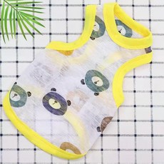강아지 고양이 공용 귀여운 패턴 시원한 민소매 통기성 티셔츠 반려동물 옷, 베어 패턴, 1개