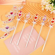 생일 파티 공주 티아라 왕관 요술봉 생일파티 큐빅 보석 머리띠, 핑크요술봉, 핑크요술봉