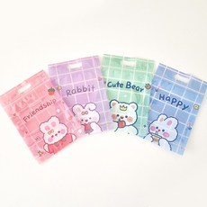 미미파티 감성 귀여운 구디백 손잡이 지퍼백 포장 봉투, 컬러풀토끼, 50개